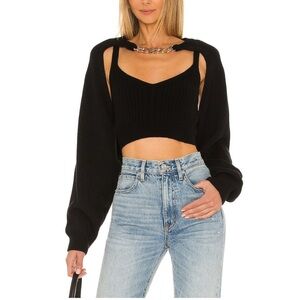 Bubish X REVOLVE Ava Knit Bolero Pullover in Black with Gold Chain